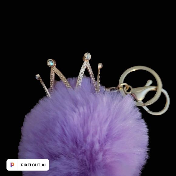 NEW Women's Queen Pom Pom Bag Charm or Keychain - Picture 2 of 2